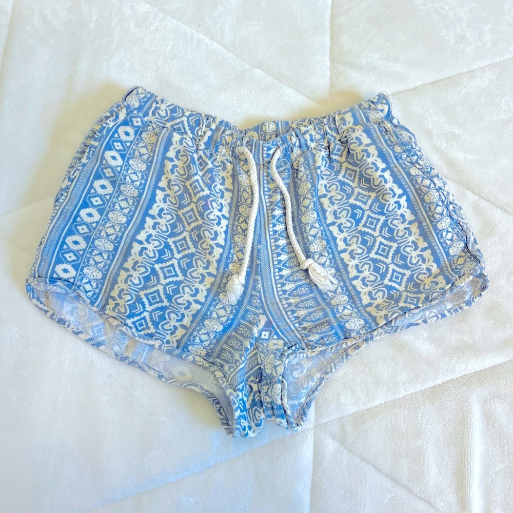 blue boho shorts